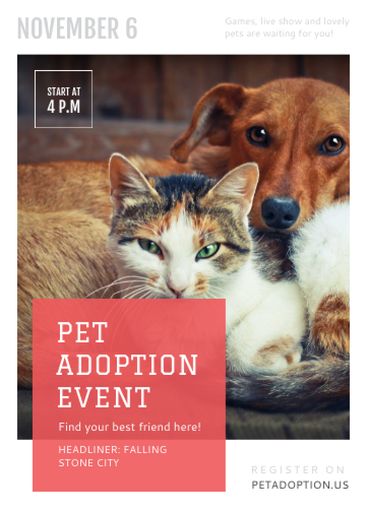 Pet Adoption Event Dog And Cat Hugging 