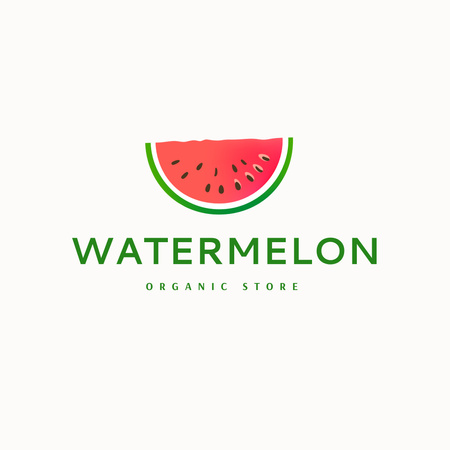 Organic grocery store logo with watermelon Logo Design Template