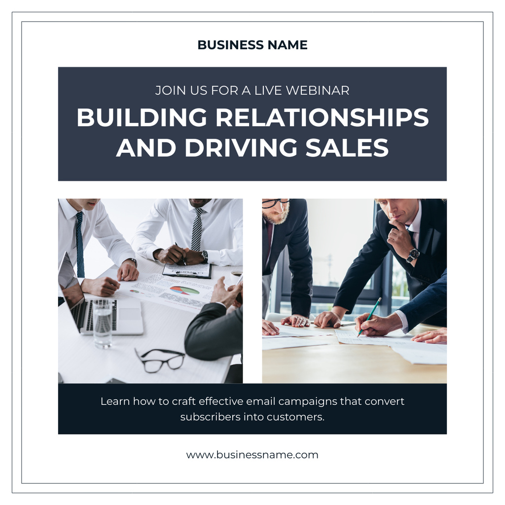 Sales and Business Relationship Topic Webinar LinkedIn post – шаблон для дизайна