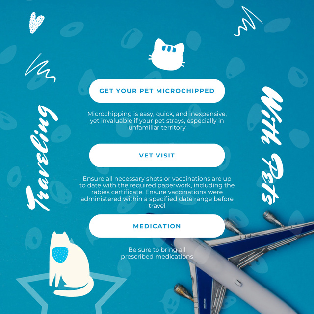 Plantilla de diseño de Travelling with Pets Tips in Blue Instagram 