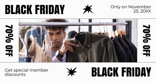 Black Friday Sale in Fashion Store Facebook ADデザインテンプレート
