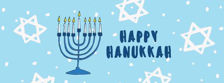 Hanukkah Greeting with Menorah and Star of David Facebook cover Modelo de Design