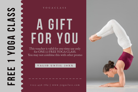 Yoga Classes Advertising Gift Certificate Design Template