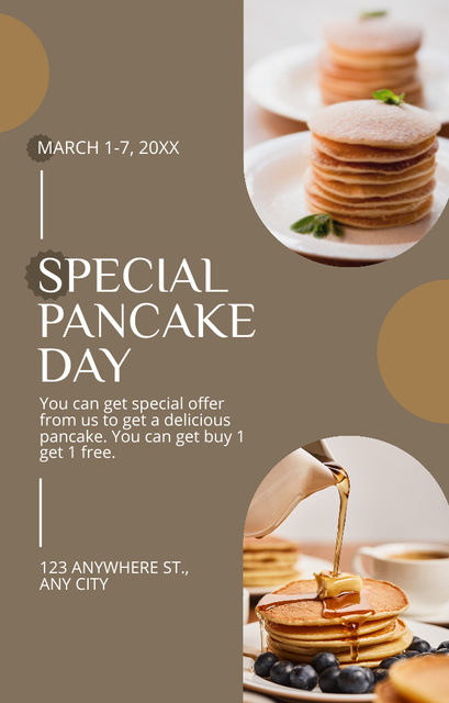 Special Pancake Day Announcement Invitation 4.6x7.2in Tasarım Şablonu