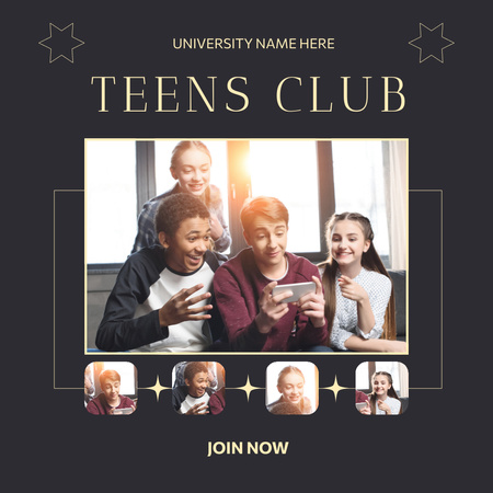 Ontwerpsjabloon van Instagram van School Teen's Club met register