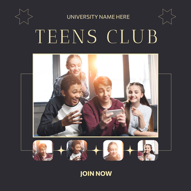 Ontwerpsjabloon van Instagram van School Teen's Club With Register
