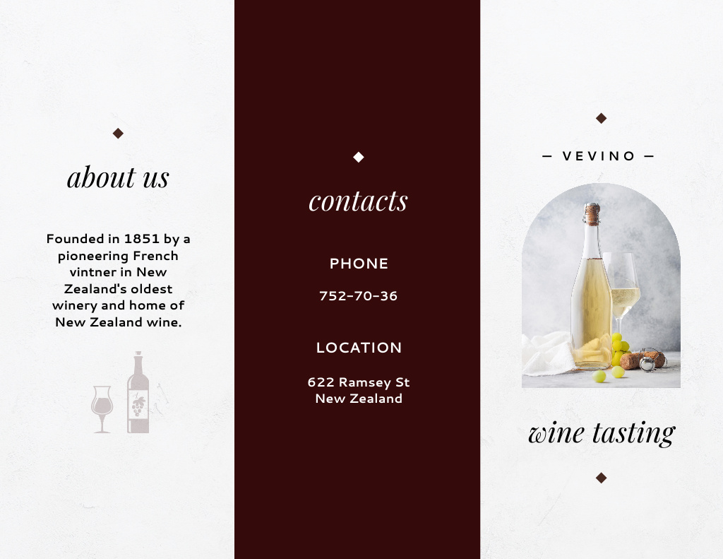 Wine Tasting Announcement with Bottle of Light Wine Brochure 8.5x11in Design Template