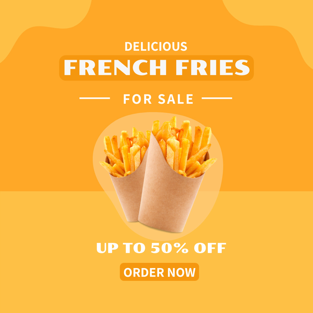 French Fries Discount Announcement Instagram Tasarım Şablonu
