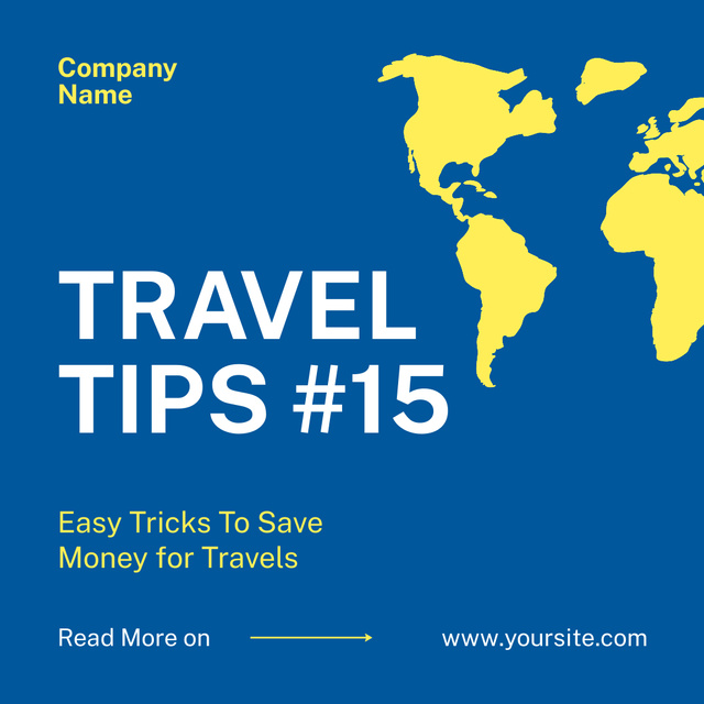 Designvorlage Travel Tips on Blue Background für Instagram