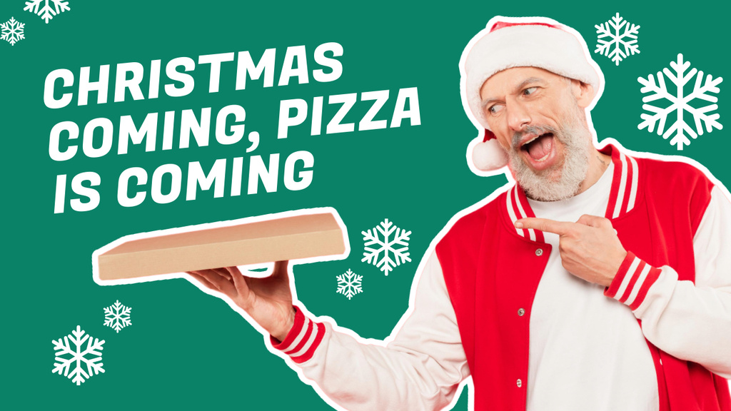 Ontwerpsjabloon van Youtube Thumbnail van Christmas Tasty Pizza Delivery