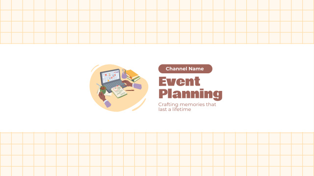 Event Planning Ad with Illustration of Laptop Youtube Πρότυπο σχεδίασης