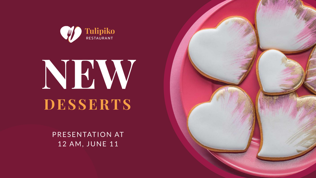 Heart-Shaped Cookies offer FB event cover Modelo de Design