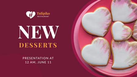 Plantilla de diseño de cookies en forma de corazón ofrecen FB event cover 