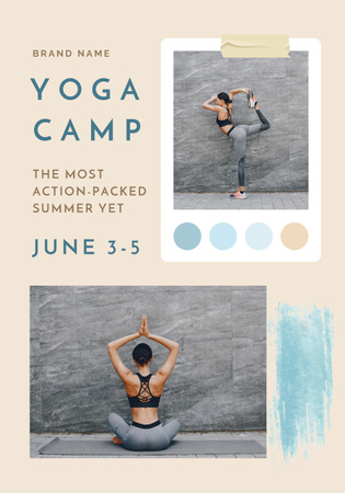 Platilla de diseño Young Sporty Woman Practicing Yoga Poster 28x40in