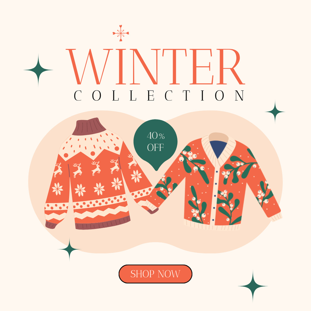 Designvorlage Collection of Warm Winter Clothes für Instagram AD