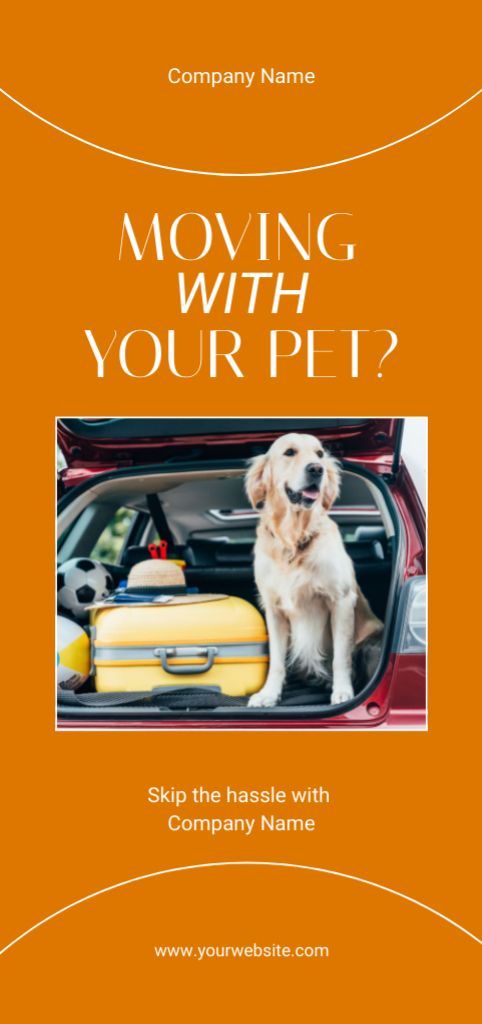 Retriever Dog Sitting in Car Trunk with Luggage Flyer DIN Large Design Template
