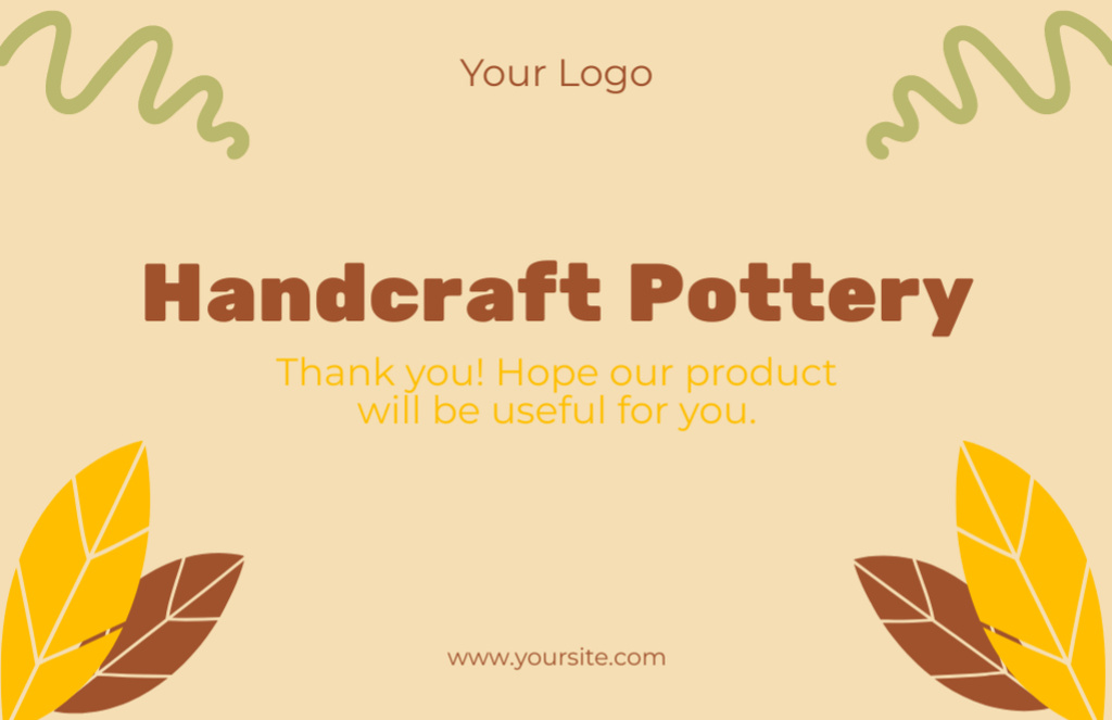 Plantilla de diseño de Thank You Message from Pottery Store Thank You Card 5.5x8.5in 