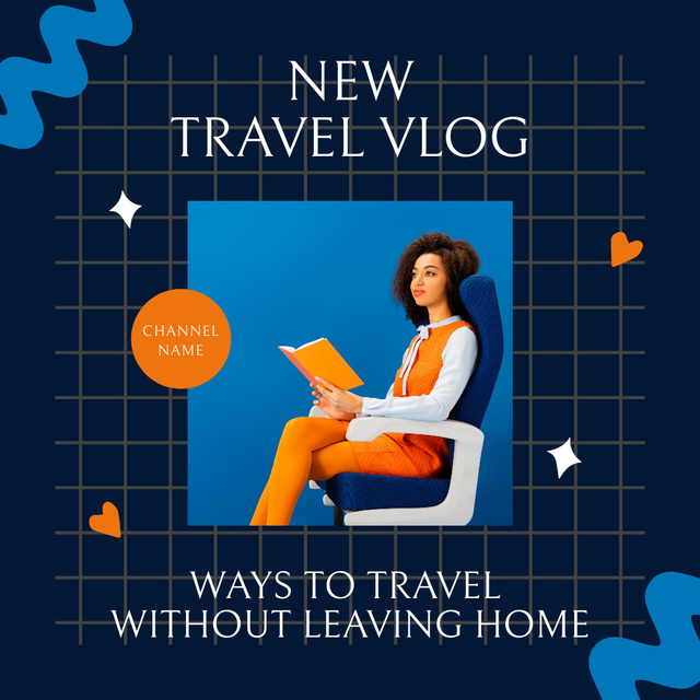 New Travel Vlog Promotion In Blue Instagram tervezősablon