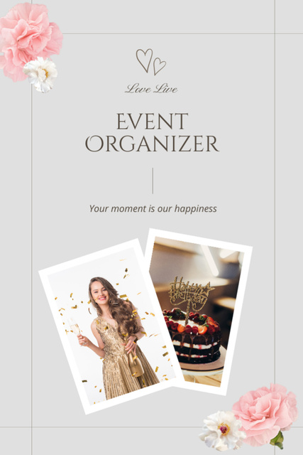 Event Organizer Services With Collage Postcard 4x6in Vertical Design Template