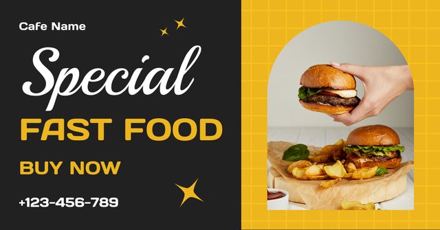 Street Fast Food Ad with Delicious Burger Facebook AD Tasarım Şablonu
