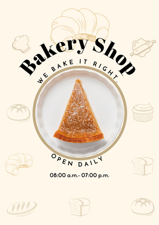 Bakery Shop Promotion with Piece of Delicious Cake Poster tervezősablon