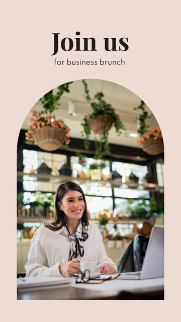 Businesswoman in Cafe with Laptop Instagram Story Design Template