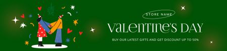 Valentine's Day Sale with Couple in Love on Green Ebay Store Billboard tervezősablon