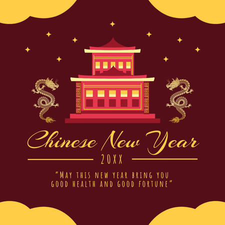 Happy Chinese New Year Greetings with Dragons Animated Post Design Template