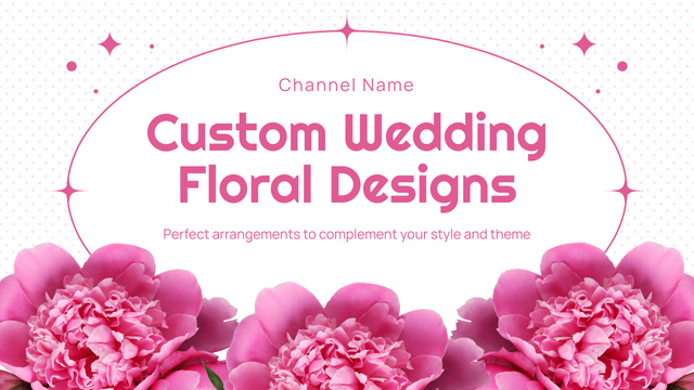 Floral Wedding Design Service Ad with Pink Peonies Youtube Thumbnail Modelo de Design