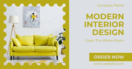 Bright Modern Interior Design Facebook AD – шаблон для дизайну