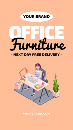 Office Furniture Offer With Illustration Instagram Video Story Design Template