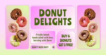 Ontwerpsjabloon van Facebook AD van Special Offer Ad in Sweet Doughnuts Shop