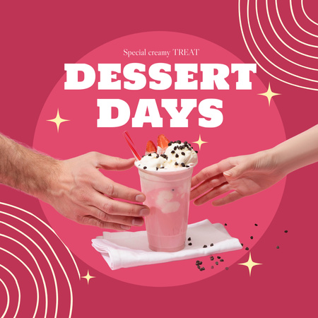 Tasty Sweet Dessert with Strawberries Instagram Design Template