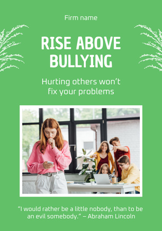 Girl Suffering from Bullying on Green Poster 28x40in Design Template