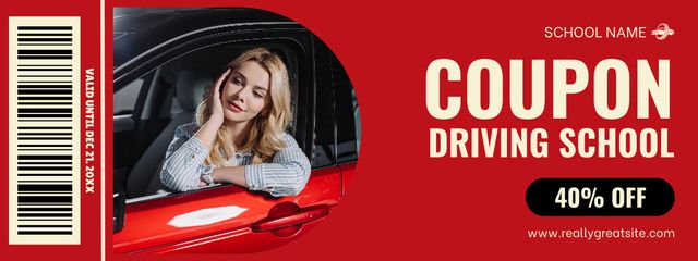 Automobile Driving Course Enrollment With Discount Voucher Coupon Tasarım Şablonu