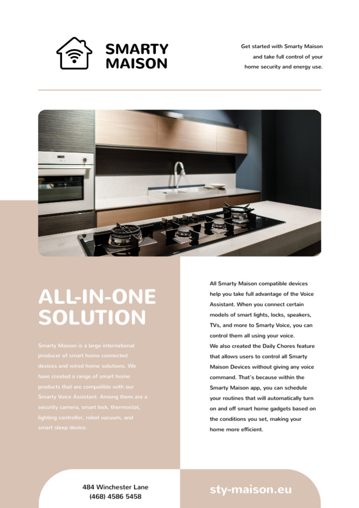 Smart Home Review with Modern Kitchen Newsletter Πρότυπο σχεδίασης