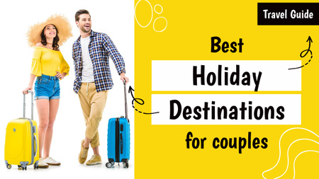 Designvorlage Travel Guide with Happy Couple with Suitcases für Youtube Thumbnail
