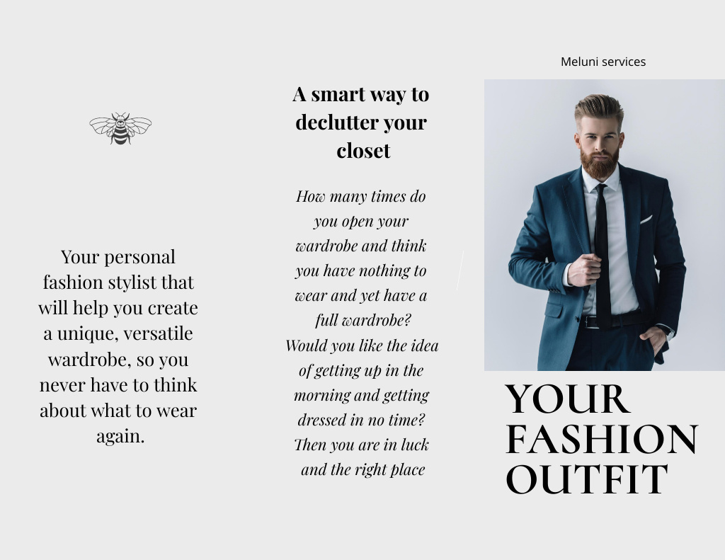 Stylish Businessman in Fashionable Suit Brochure 8.5x11in Z-fold Design Template