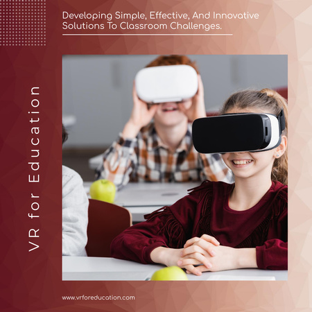 Designvorlage Virtuelle Realität in der Bildung mit Kindern in Headsets für Instagram