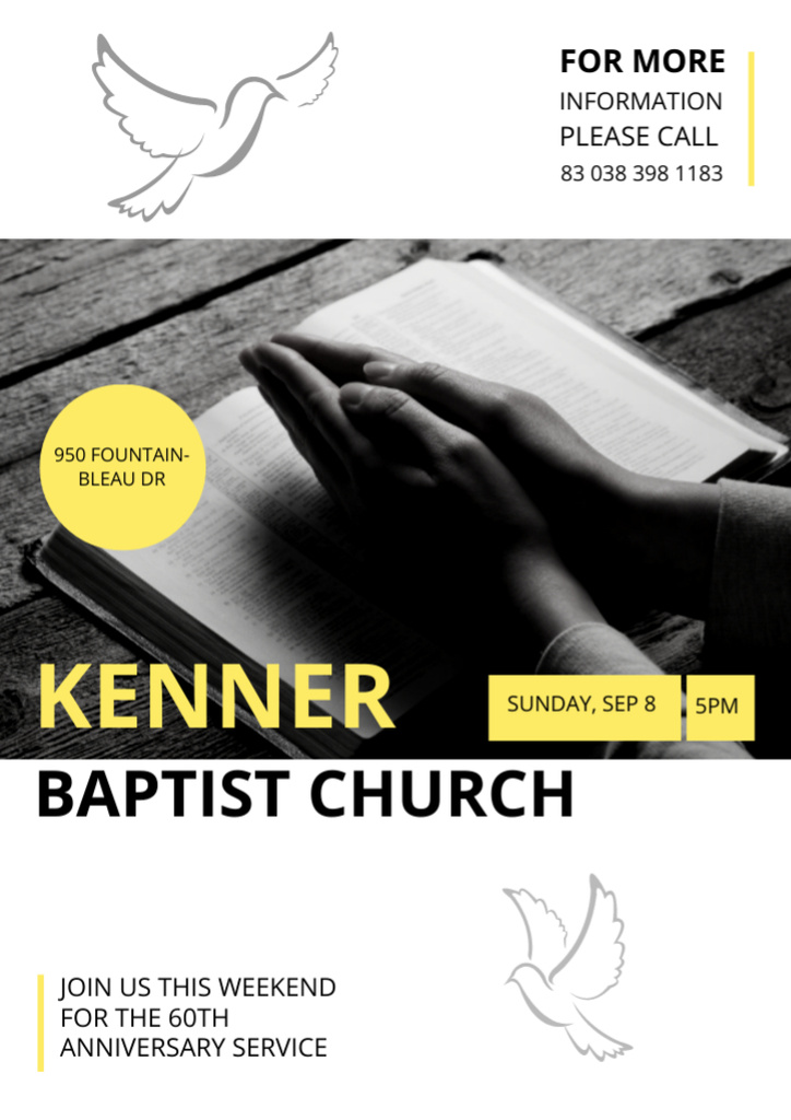 Prayer Invitation with Hands on Bible Flyer A4 Design Template