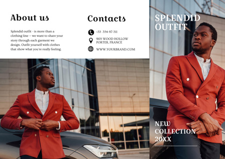 Designvorlage Fashion Ad with Stylish Man in Bright Outfit für Brochure