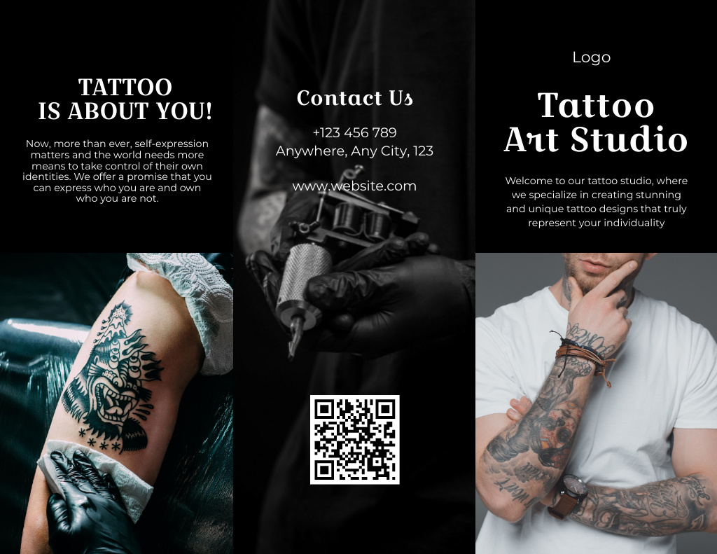 Tattoo Art Studio Offer With Detailed Description Brochure 8.5x11in Design Template