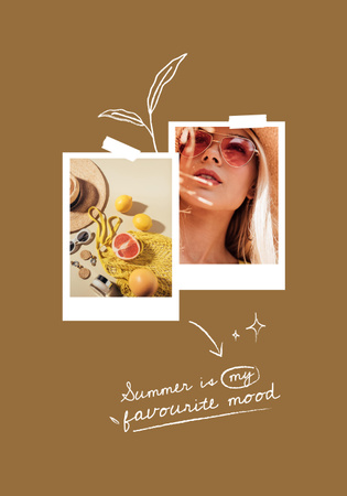 Young Woman on Summer Mood Collage With Quote Poster 28x40in Design Template