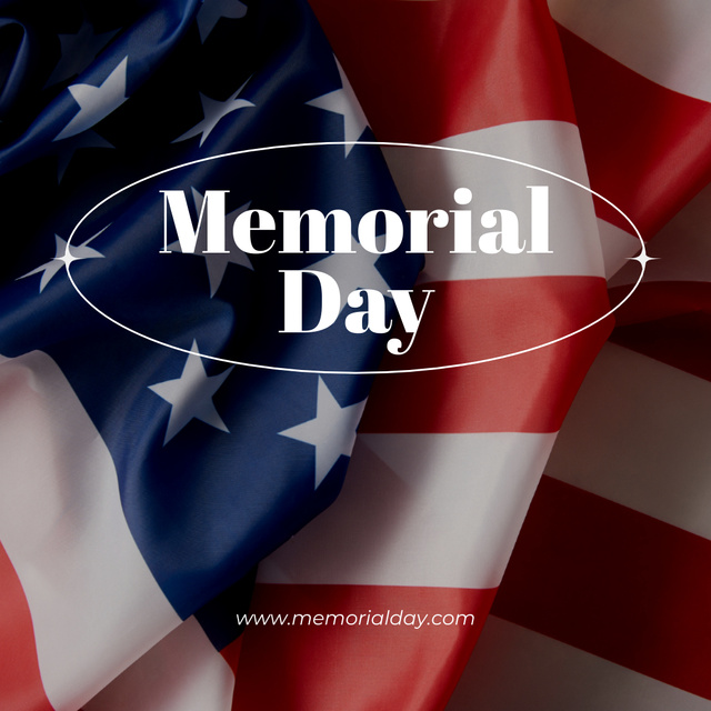 Memorial Day Announcement with US Flag Instagram Design Template
