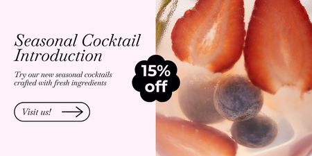 Platilla de diseño Introducing Seasonal Strawberry Cocktails at Discount Twitter
