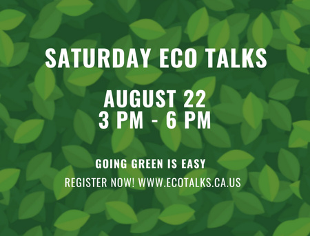 Saturday eco talks Announcement on green leaves Postcard 4.2x5.5in Design Template