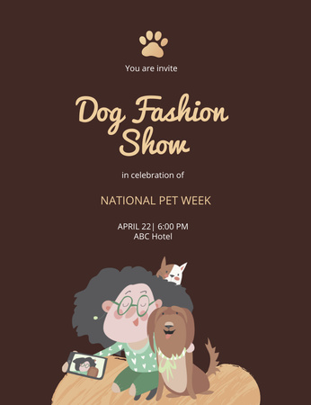 Üdvözöljük a Dog Fashion show-n Invitation 13.9x10.7cm tervezősablon