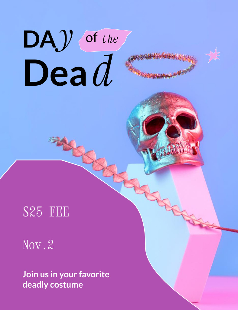 Plantilla de diseño de Day of the Dead Party Invitation 13.9x10.7cm 