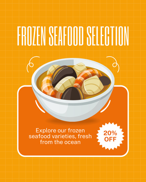 Discount Deals for Selected Frozen Seafood Instagram Post Vertical tervezősablon