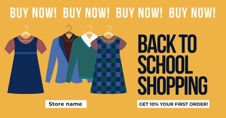 Template di design Annuncio di vendita del ritorno a scuola per un'illustrazione uniforme Facebook AD